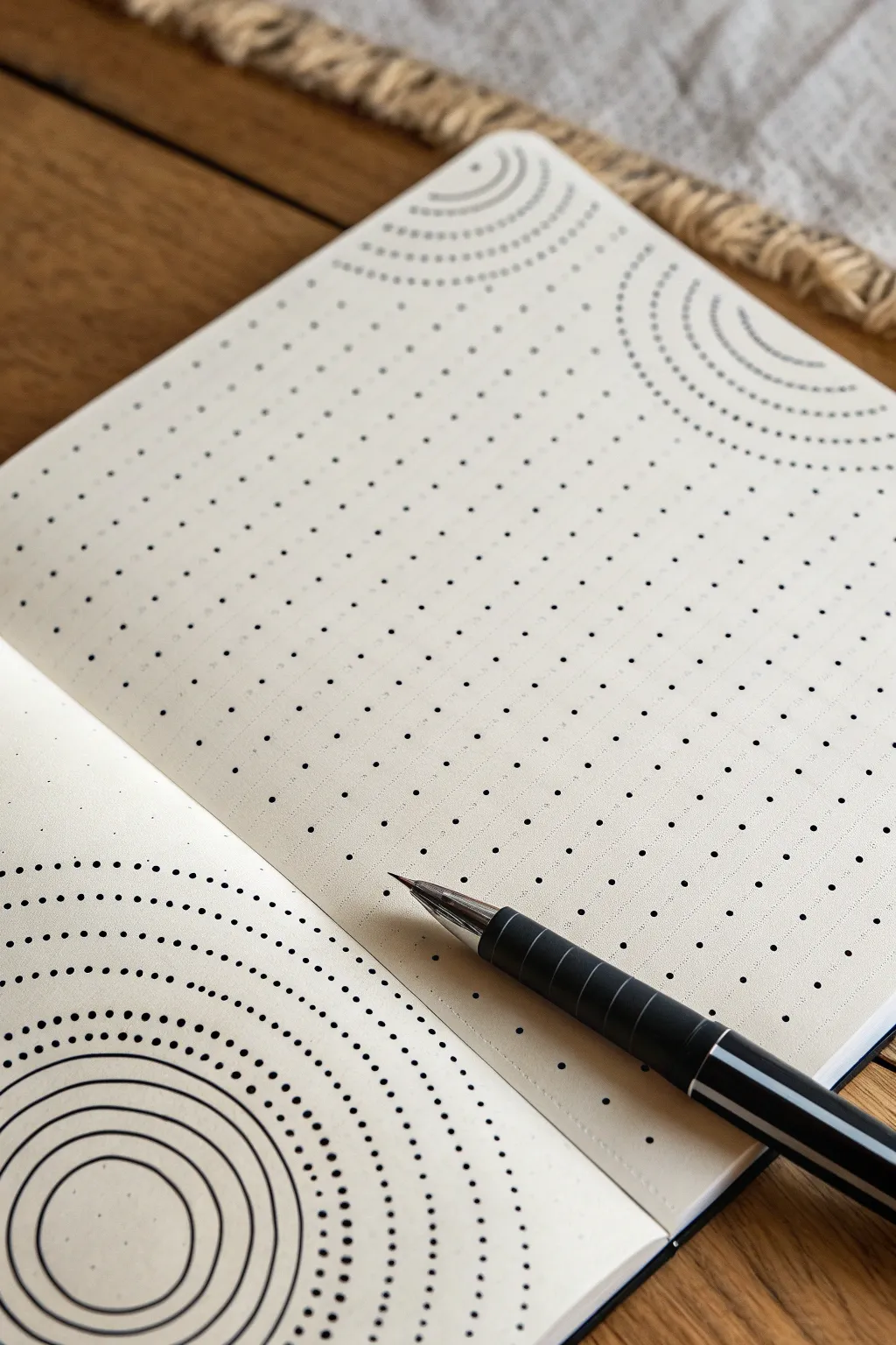 Simple ripple line illusion with dots, a calming minimalist line art idea to recreate