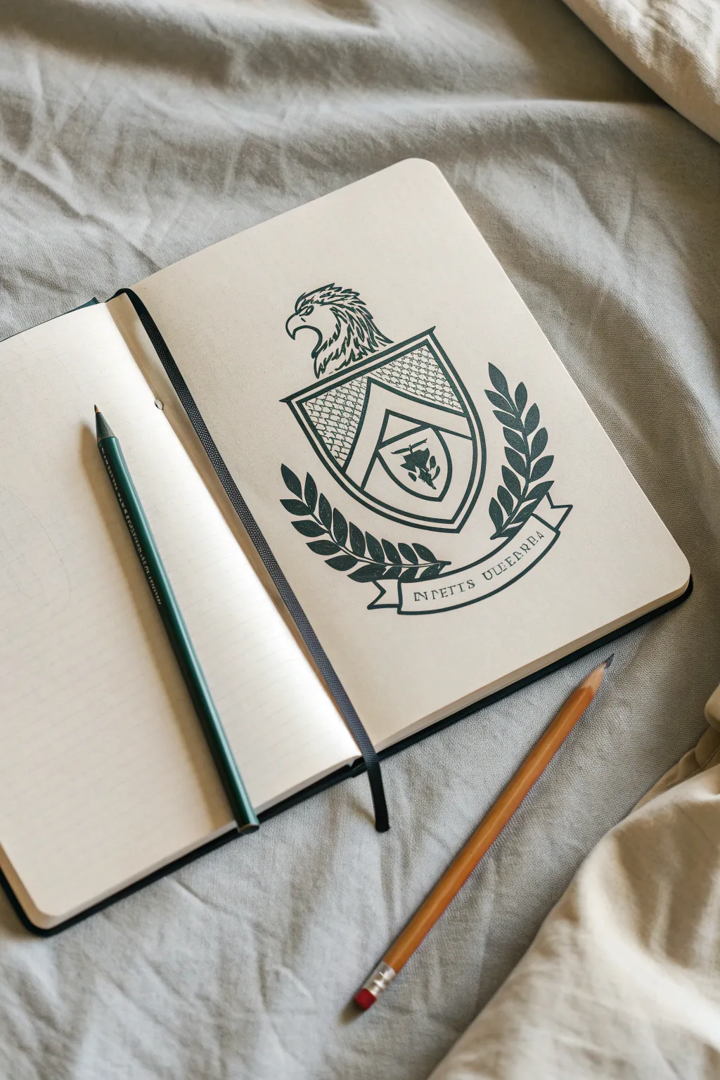 Crest badge mascot layout: clean line art plus a simple two-color version for logo practice