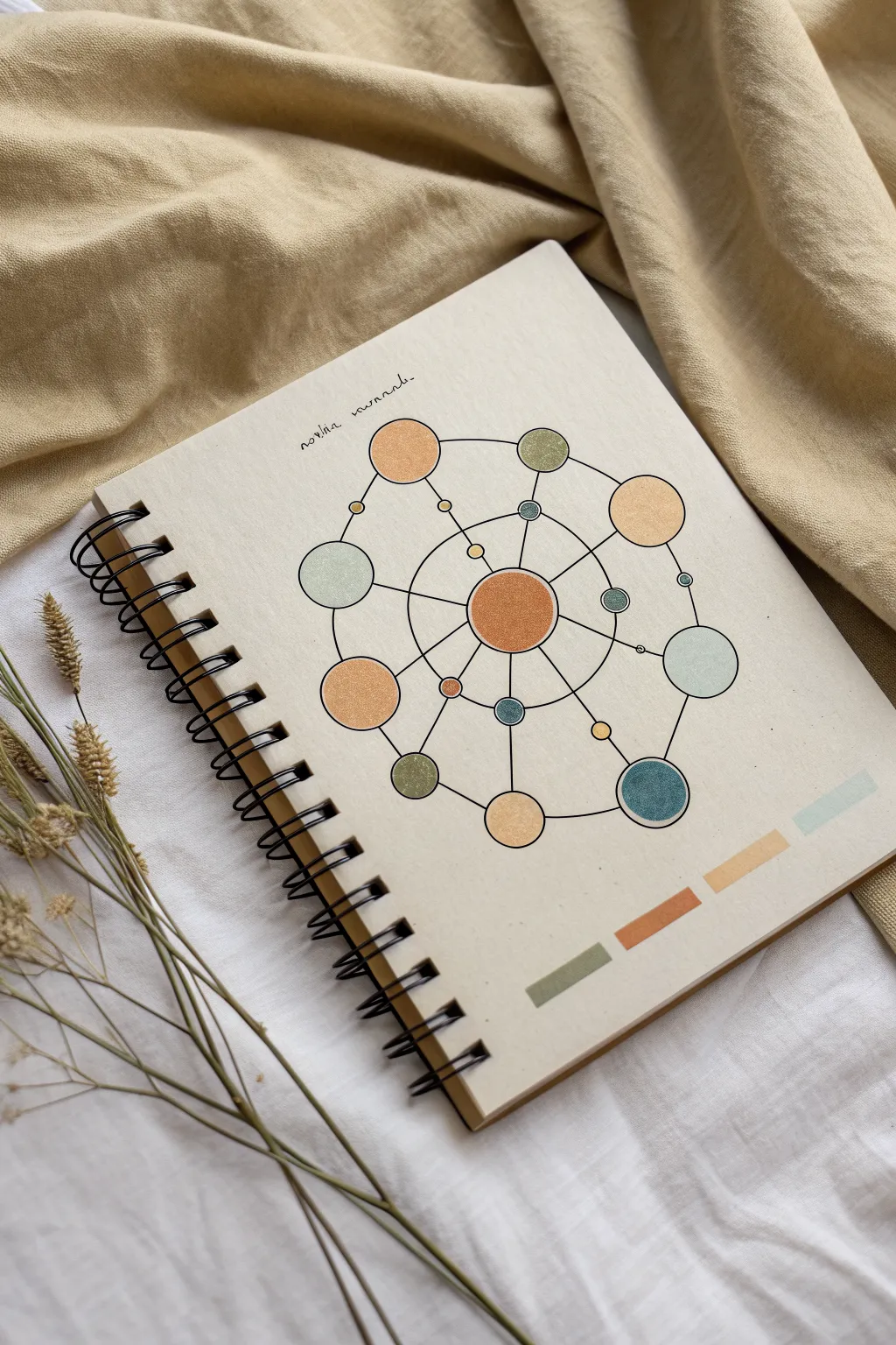 Turn memories into a modern map: crisp paths and muted color fields on clean Scandinavian paper.