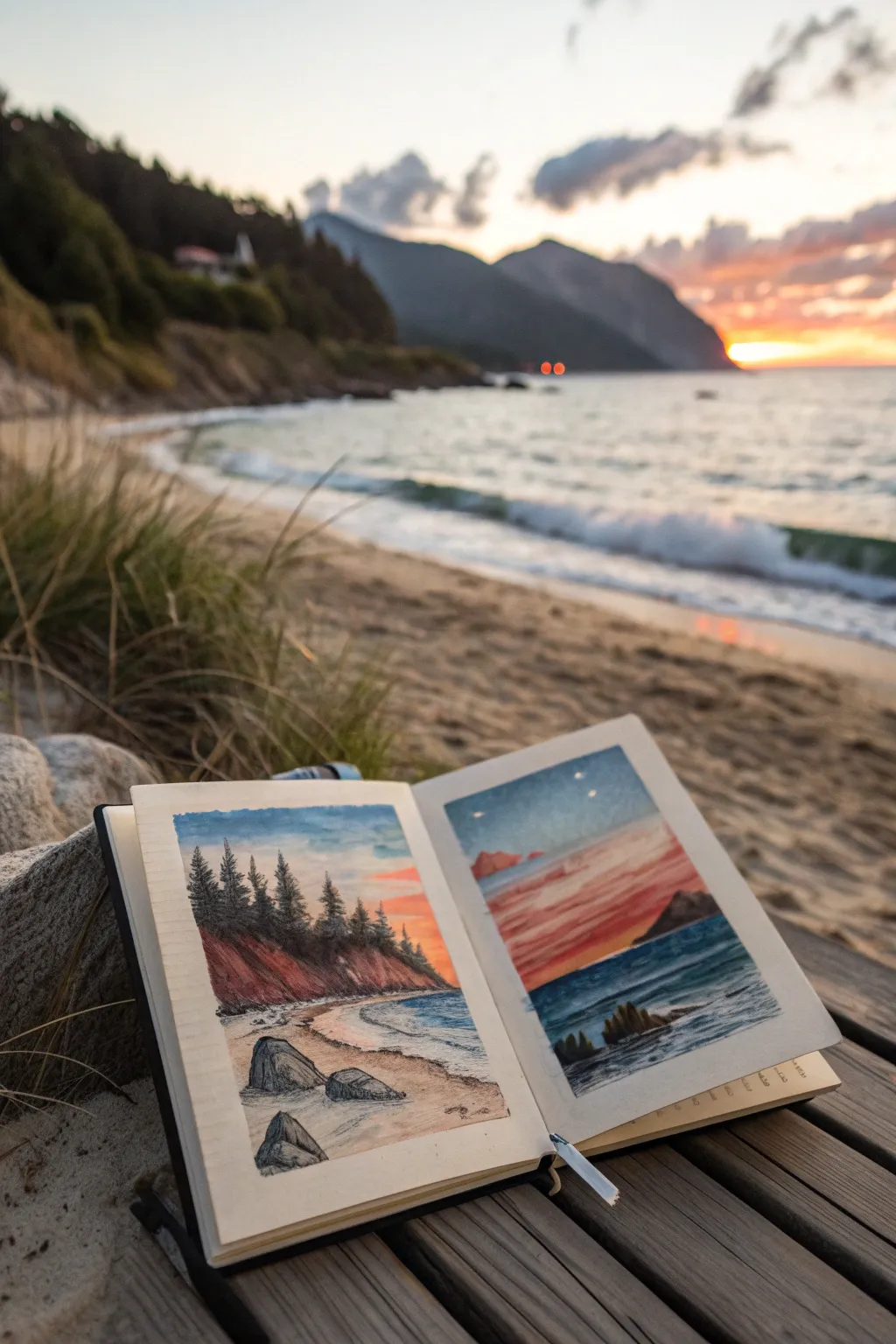 Paint a fantasy vacation together with two dreamy watercolor scenes and simple map inspiration