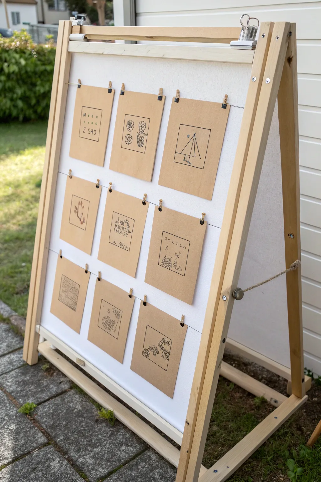 Lift-the-flap poster board idea with neat icons and hidden mini doodles, clean, tactile, and fun