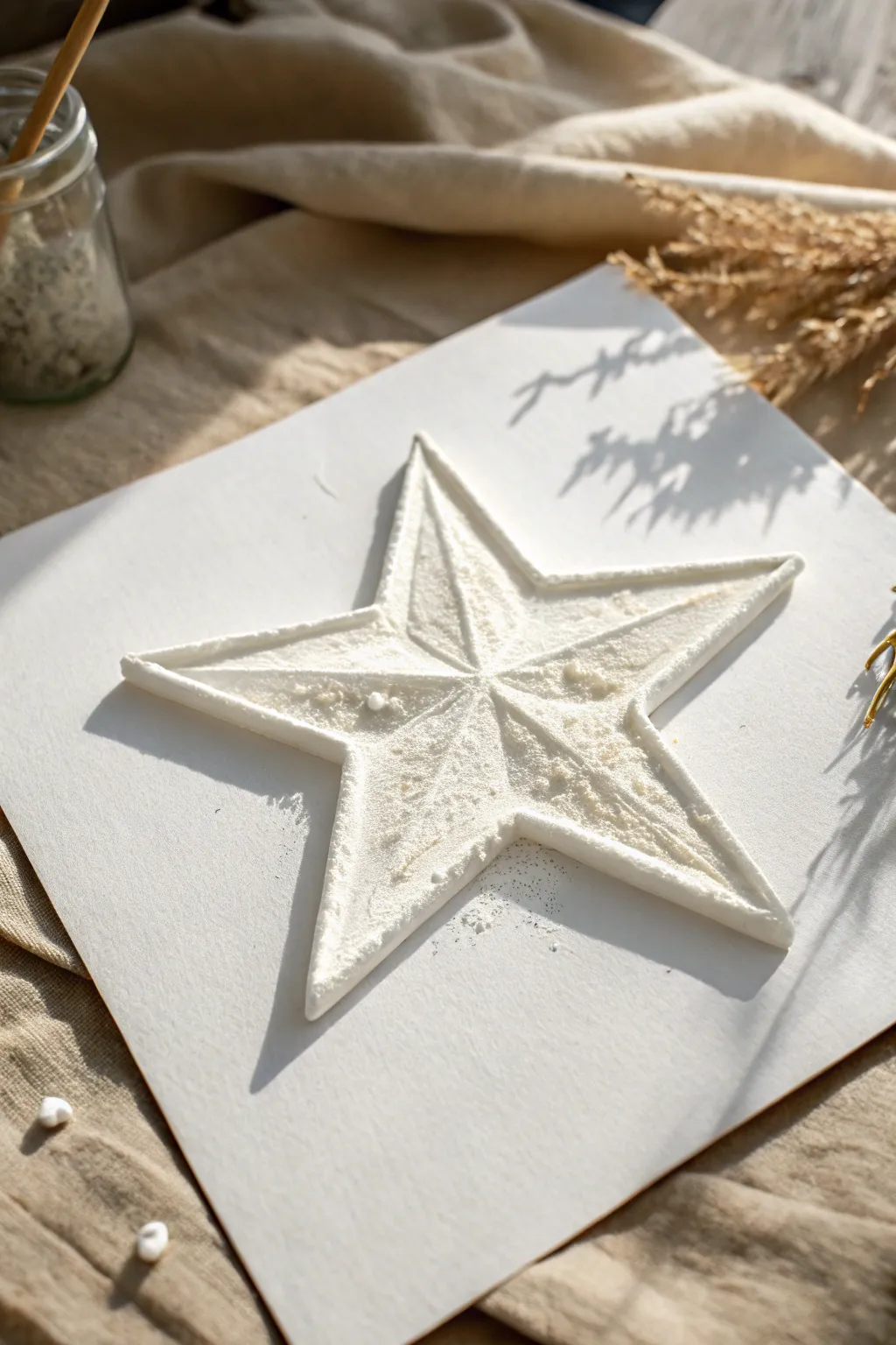 Stencil-filled puffy paint shapes with crisp edges and satisfying raised texture, minimalist boho vibe