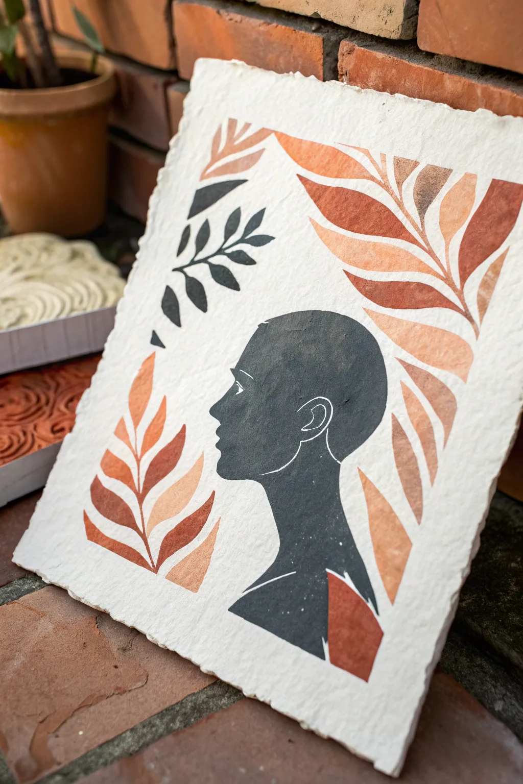 Negative space self-portrait idea: let unpainted paper define the face with bold minimal shapes