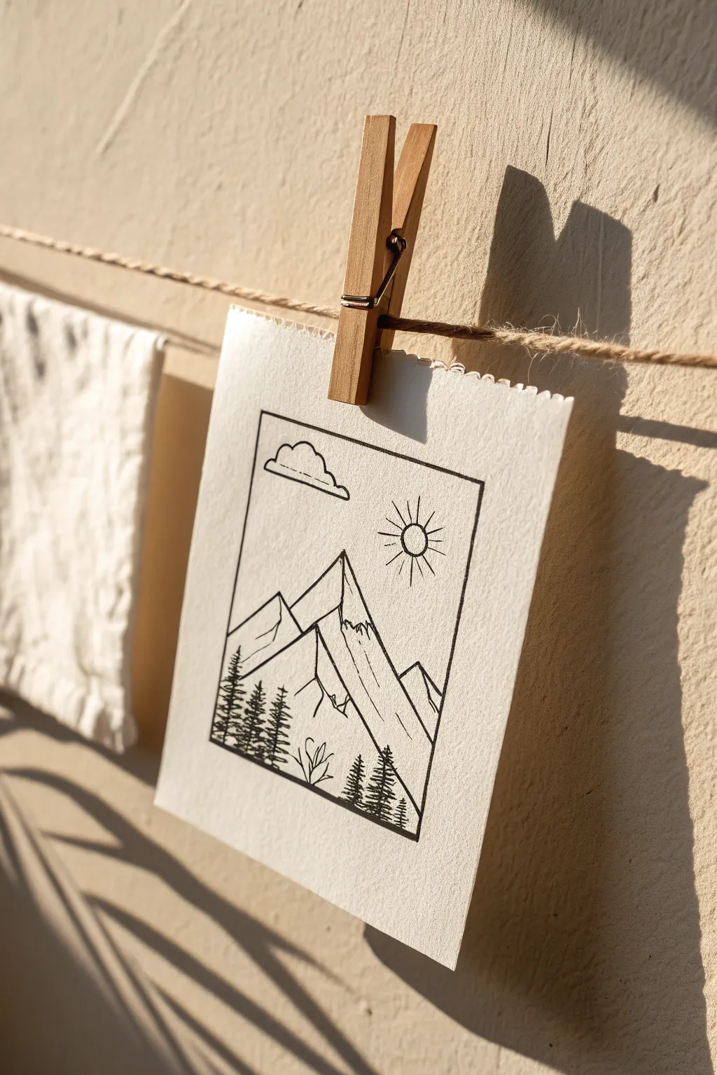 Capture the vibe with this simple and aesthetic polaroid mountain sketch.