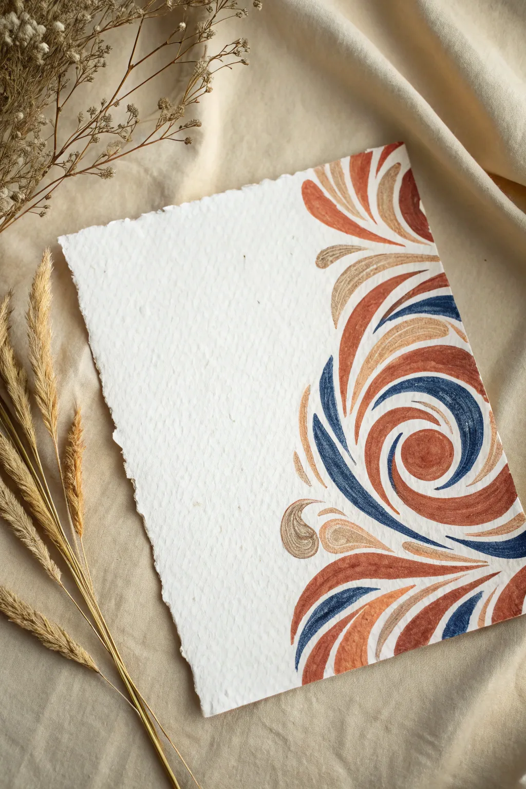 Bold swirl with clean negative space cutouts, airy minimalist vibes for easy modern painting ideas.