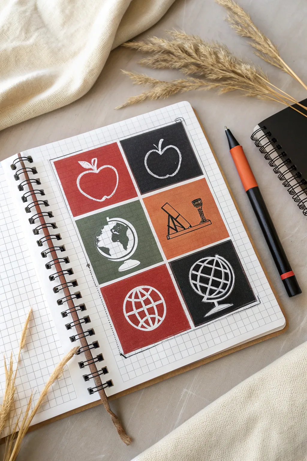 Pop-art teacher icons in bold color blocks, a fun minimalist drawing idea for your classroom theme