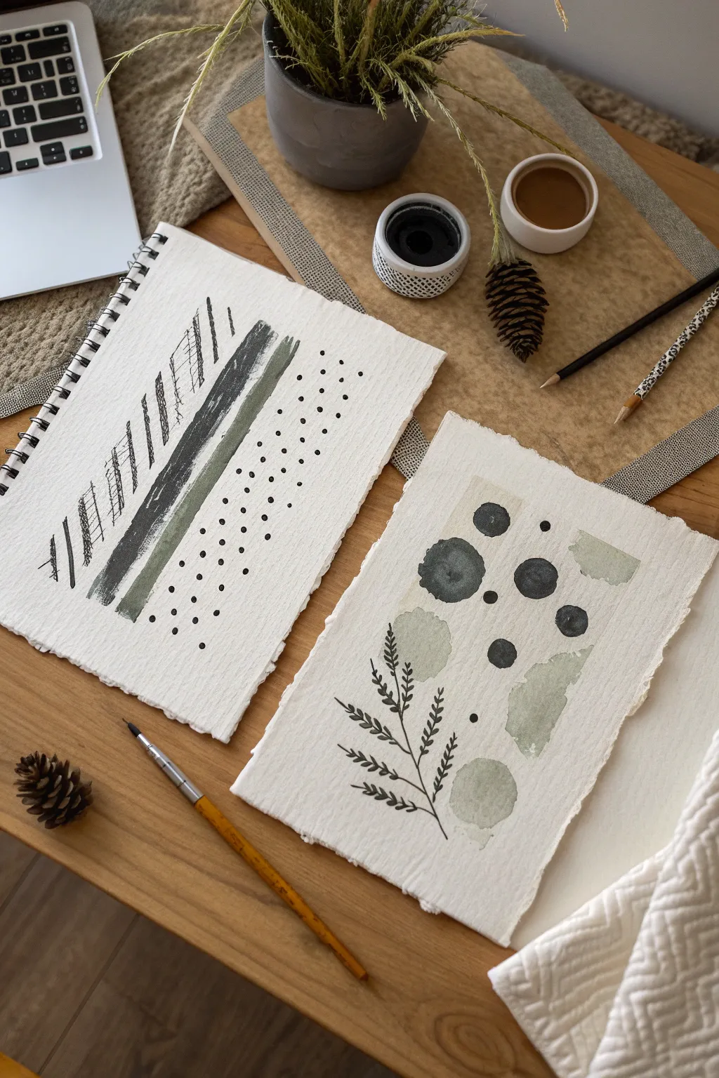 Swap marks for meaning: abstract gestures beside a simple scene, perfect for a collab challenge