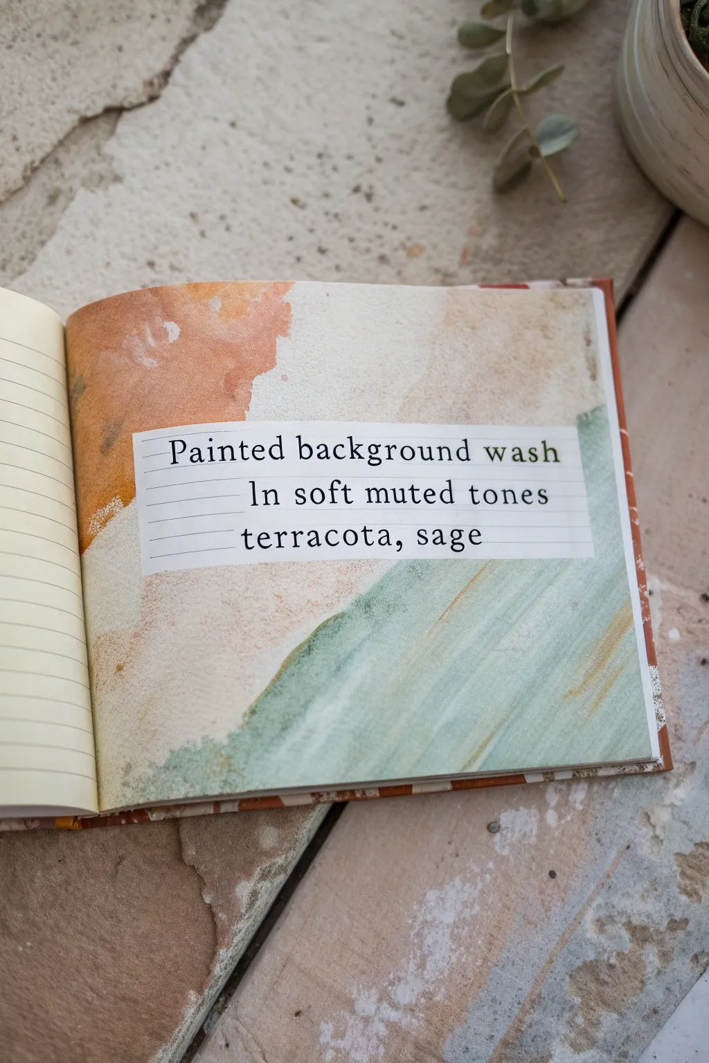 Found poetry art journal spread: cut words over a painted wash, finished with delicate doodles.