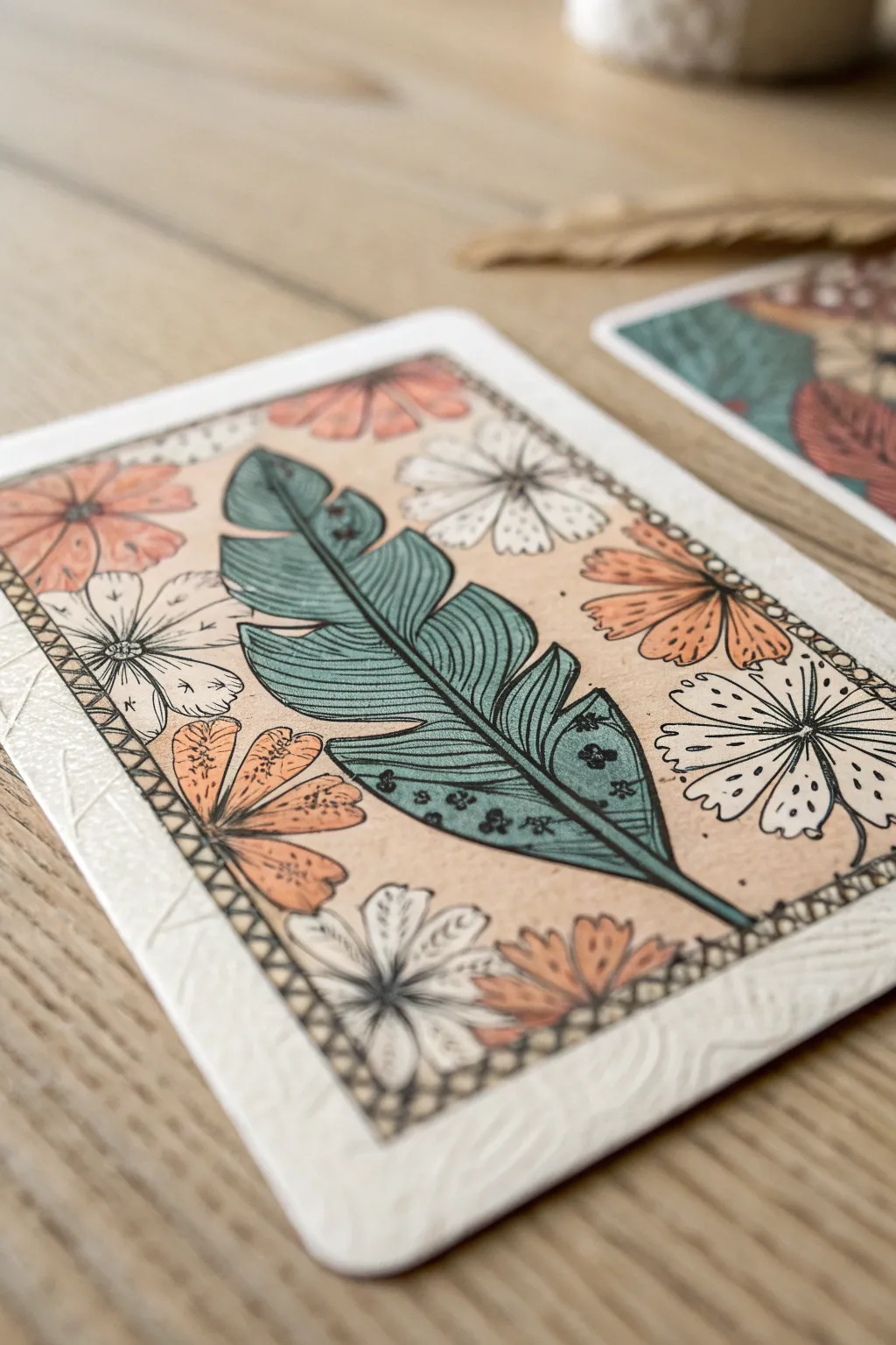 Transparent glaze layers add depth and shine to your ATC without losing the delicate linework.