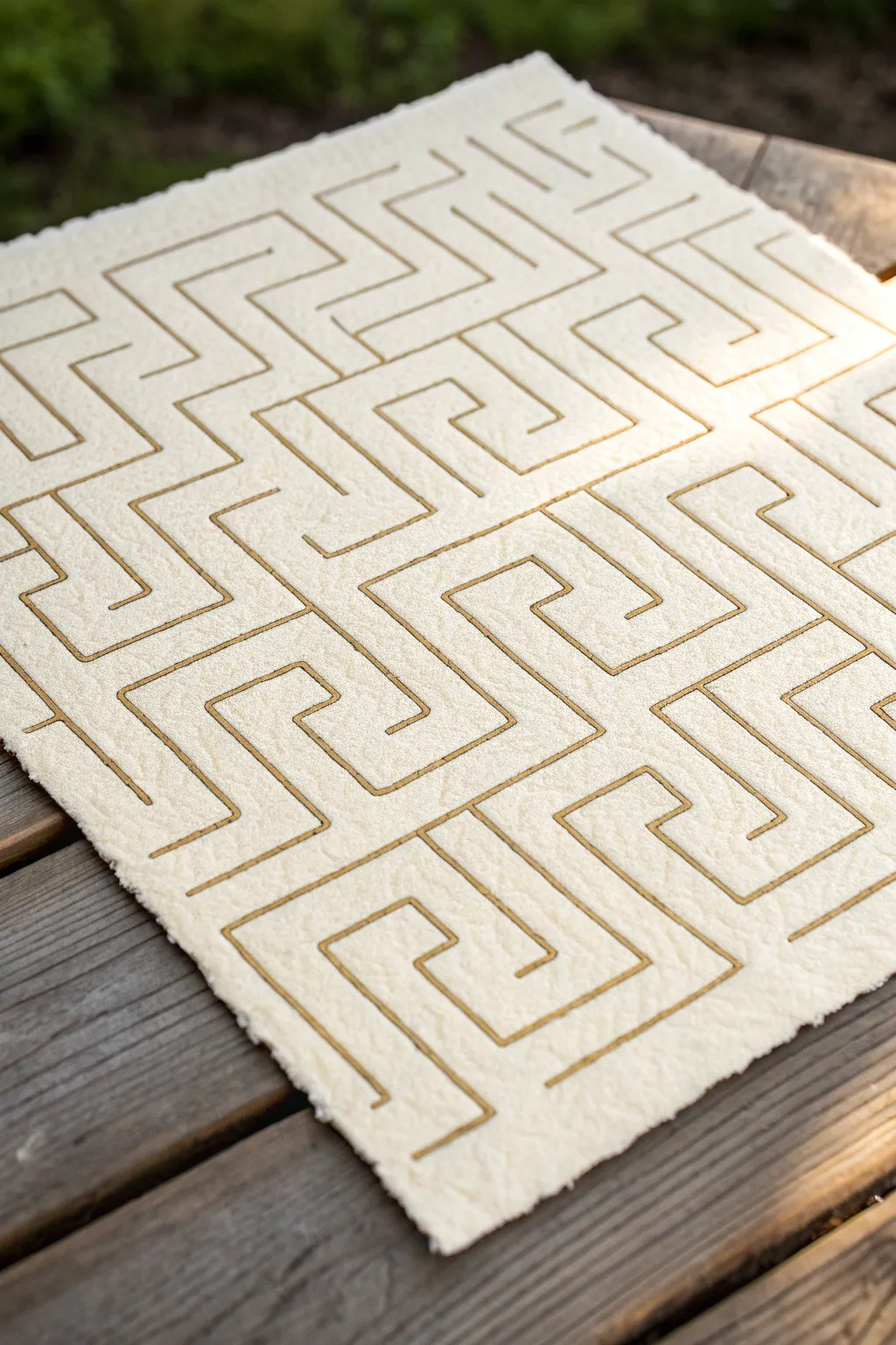 Wormy labyrinth lines pattern swatch, thin ink paths on warm ivory paper for modern boho calm