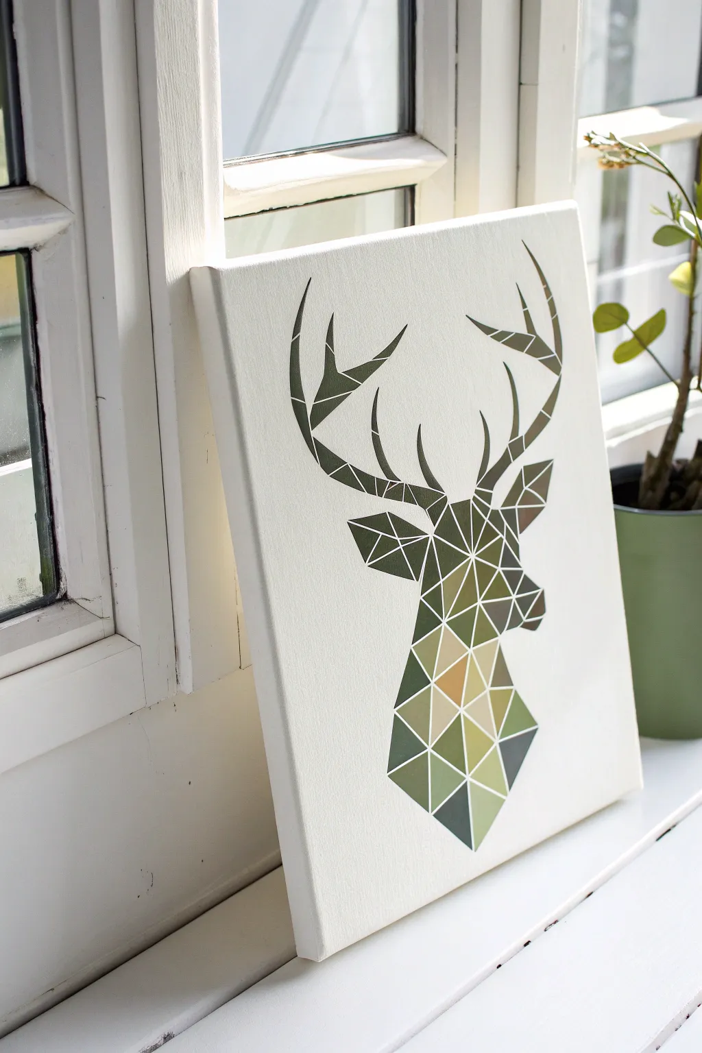 Upcycle paint chips into a stunning geometric mosaic animal for your gallery wall.