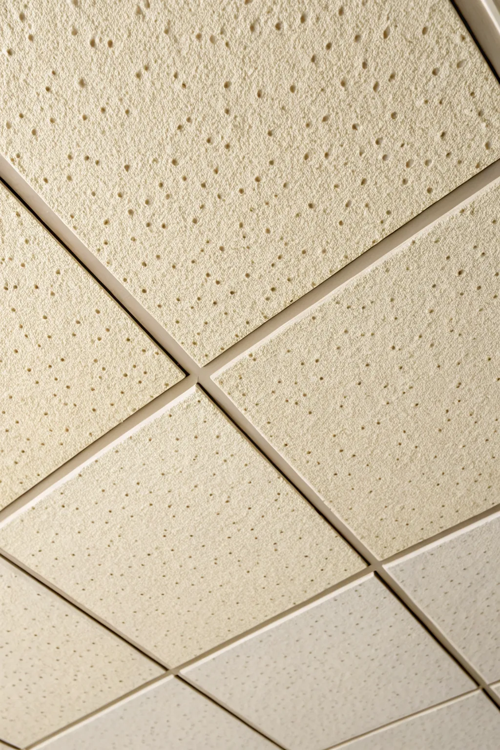 Turn bumps into beauty: a sandy-stone illusion that celebrates the ceiling tiles texture.