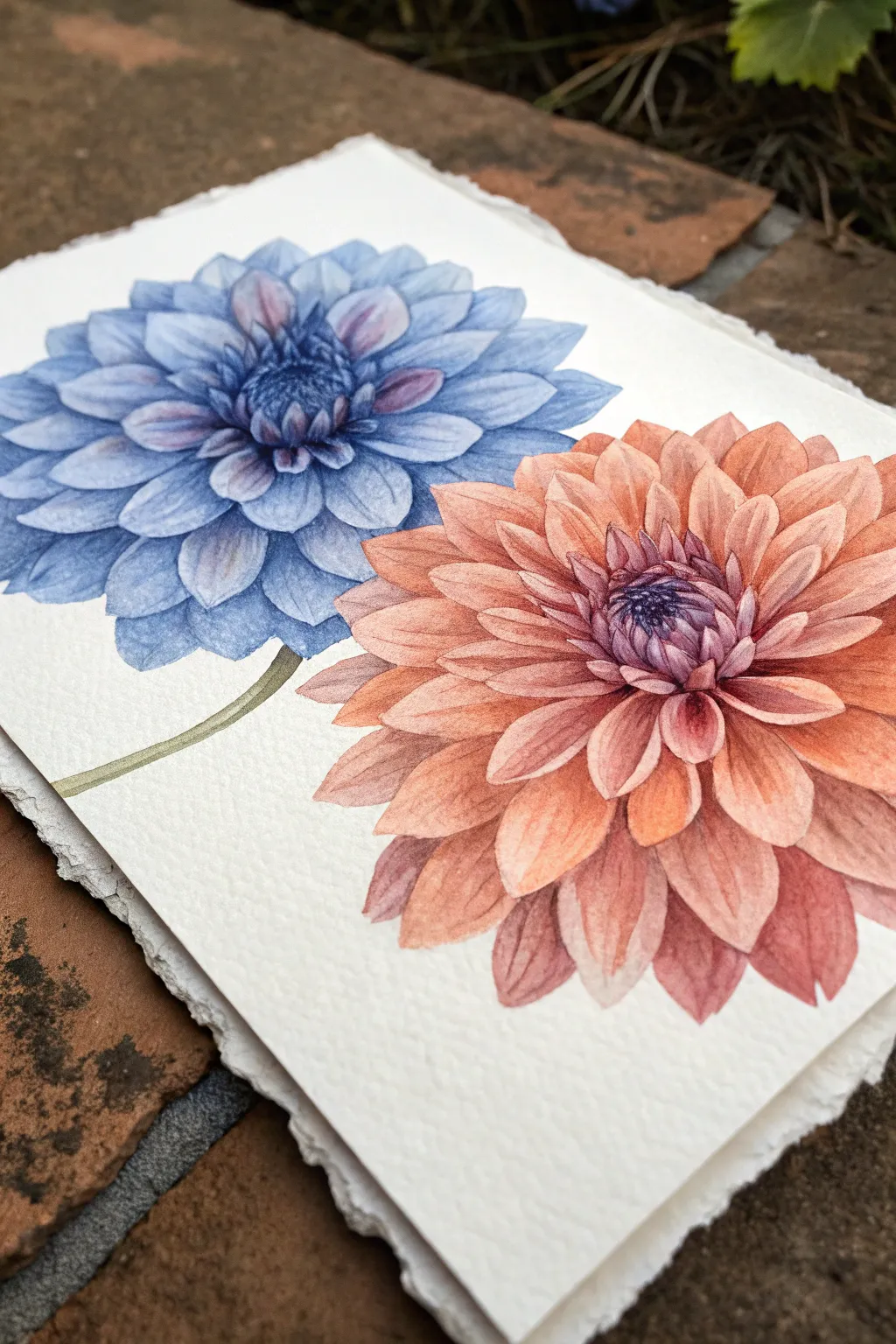 Two wet pigment blooms collide, creating a muddy border that reads like a quiet conflict line.