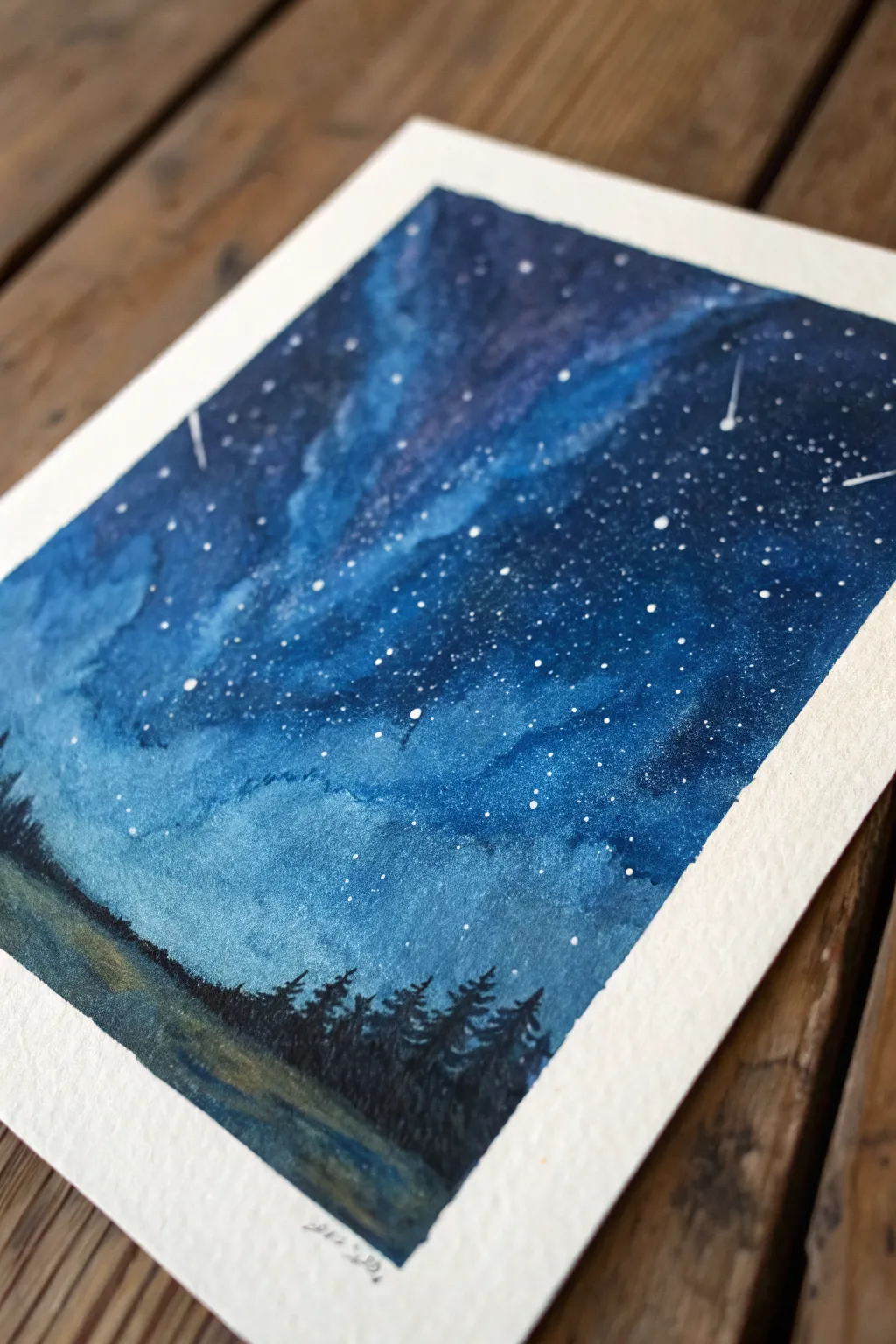 Scratch sgraffito stars into thick oil pastel layers for a textured, glowing night sky.