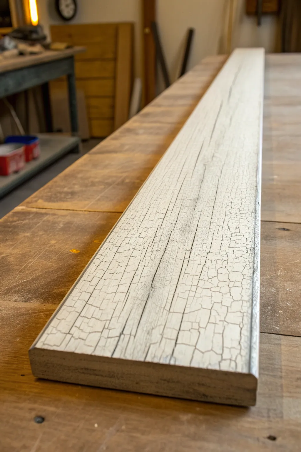 Ombre crackle plank from ivory to charcoal, crisp texture and clean minimalist contrast