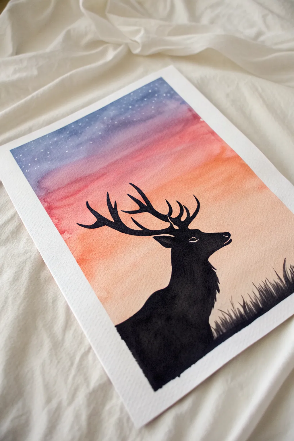 Simple airbrush gradient with a bold black animal silhouette for an easy, striking result