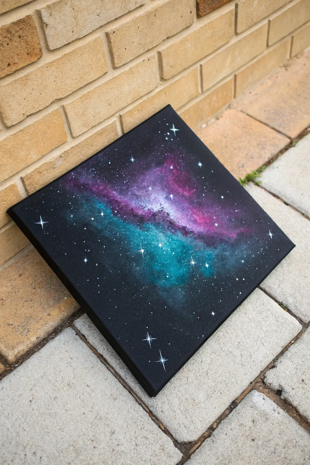 Crisp diamond galaxy on deep black canvas, minimalist negative space with bold contrast.