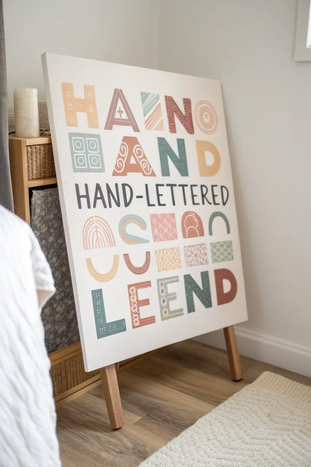 Hand-lettered block word art on canvas, stencil-free and perfect for an easy group paint night.