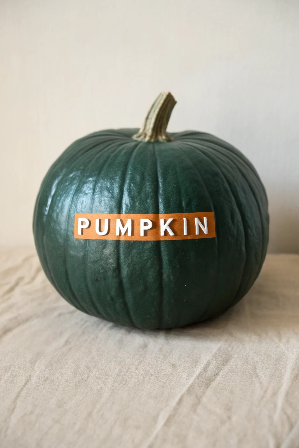 Sticker-resist pumpkin in a bold matte color with peeled-back letter shapes for easy, graphic contrast