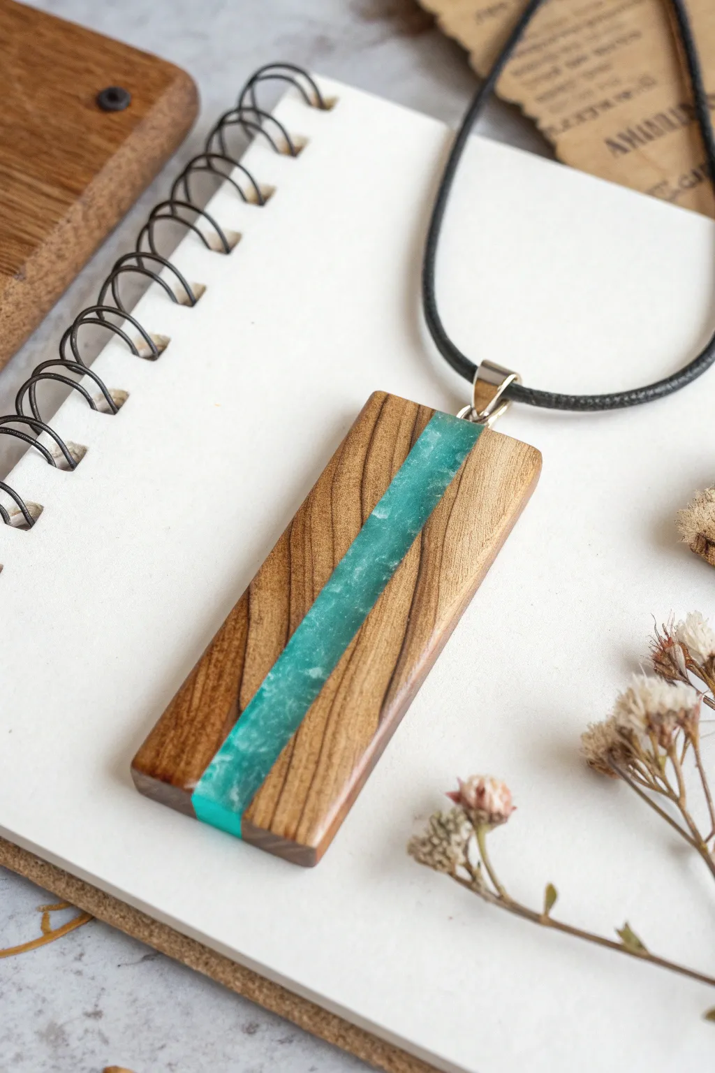 Scrap wood meets a vivid resin river in this minimalist pendant, ready for your next DIY.
