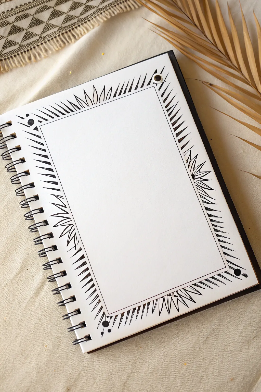 Bold sunburst border framing a blank space, a minimalist frame idea with instant energy.