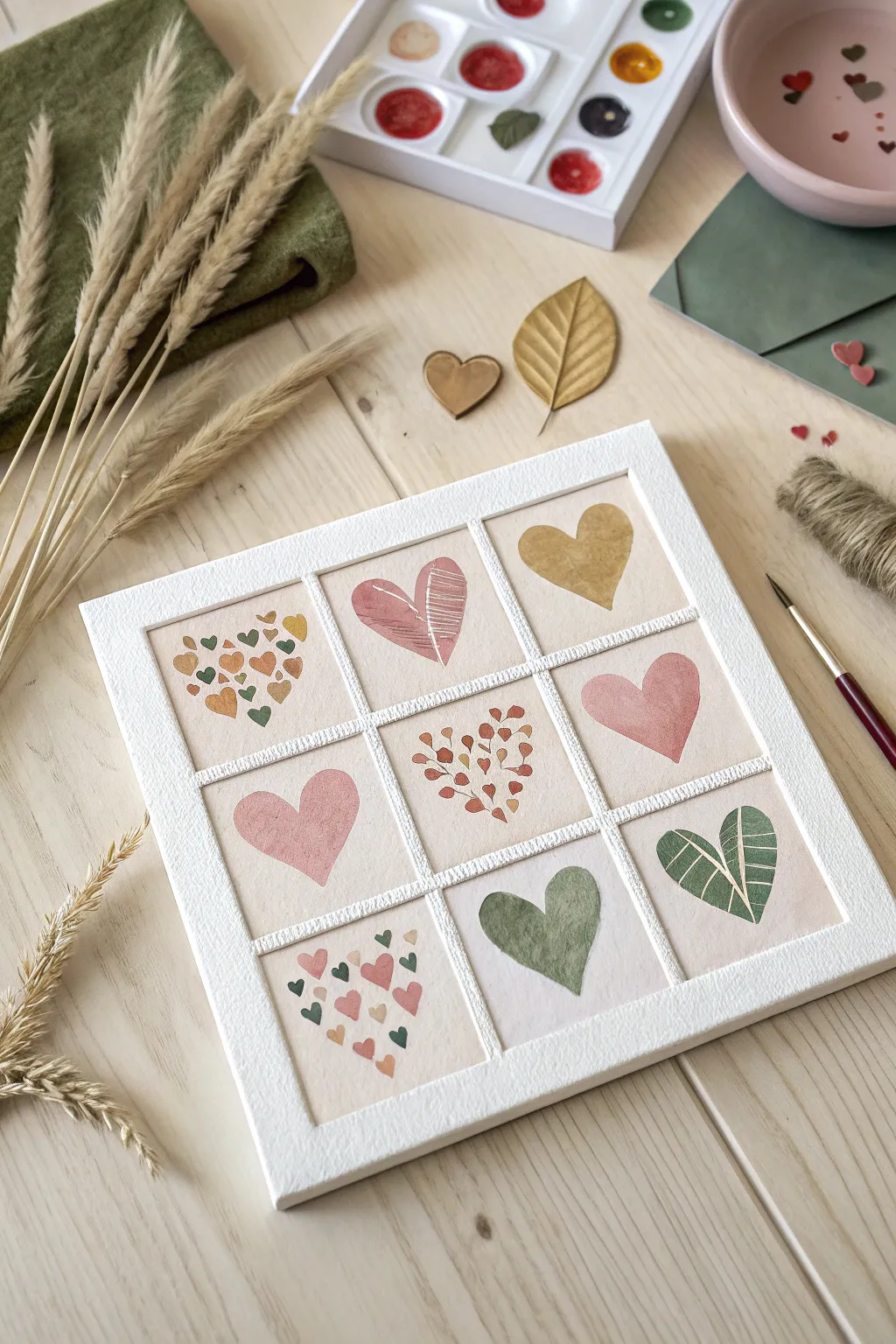 Master the art of variety with this chic Mini Motif Grid heart sampler.