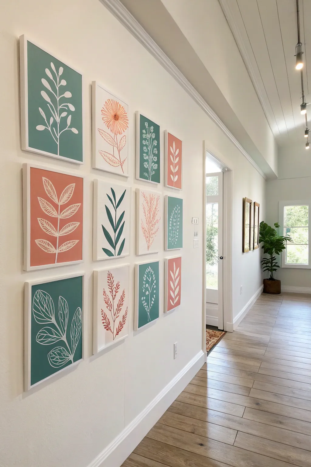 Transform small art into a chic statement piece with this organized 3x3 patchwork grid display.