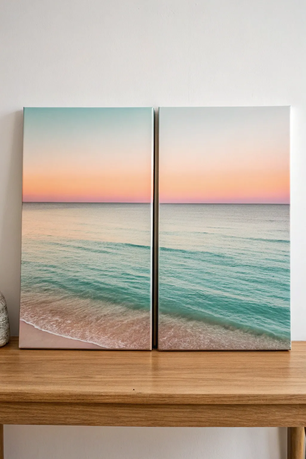 Two canvases, one shared sunset horizon, simple silhouettes for an easy partner paint party