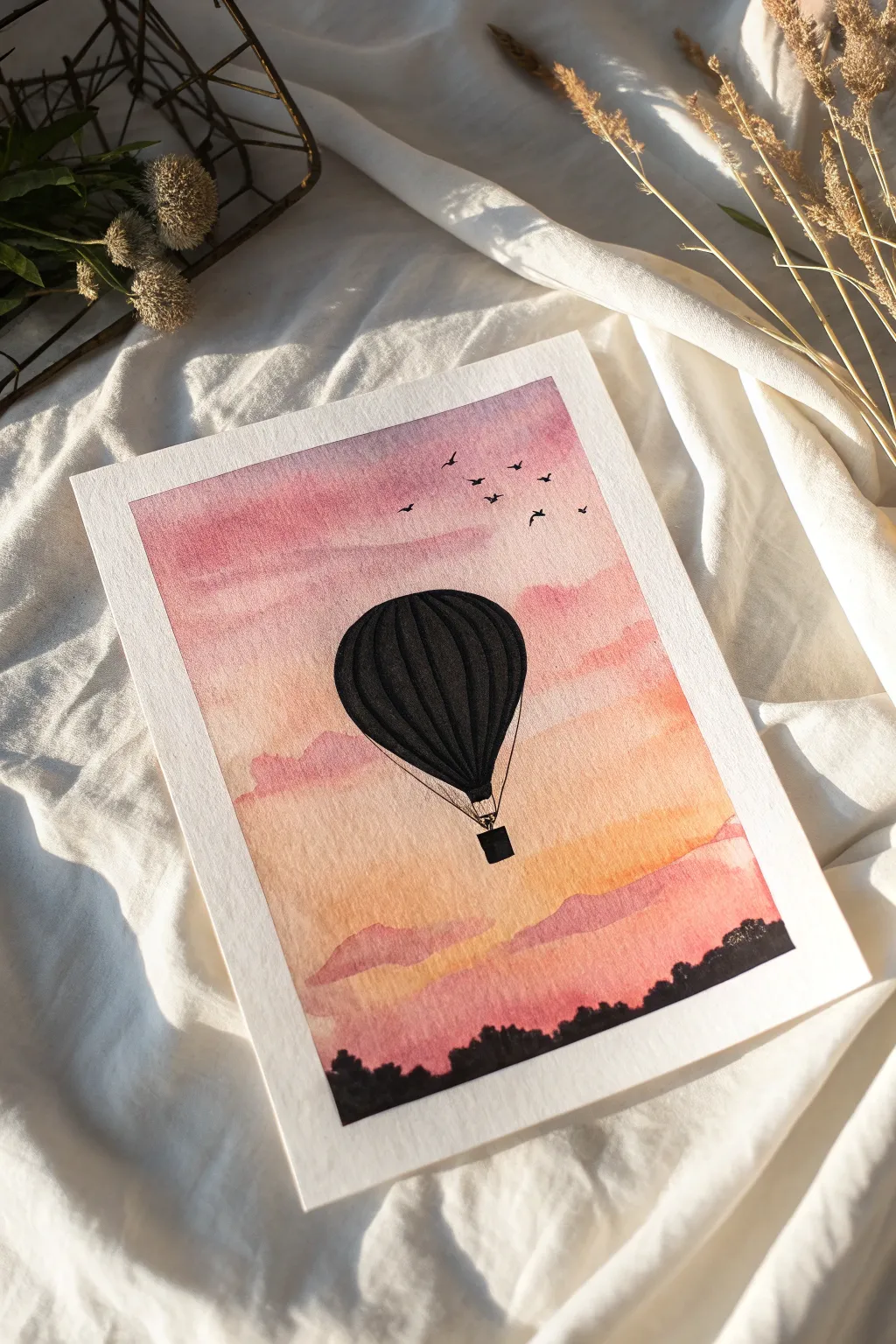 Paint a dreamy sky with this easy hot air balloon silhouette. Simple, beautiful, and perfect for beginners!