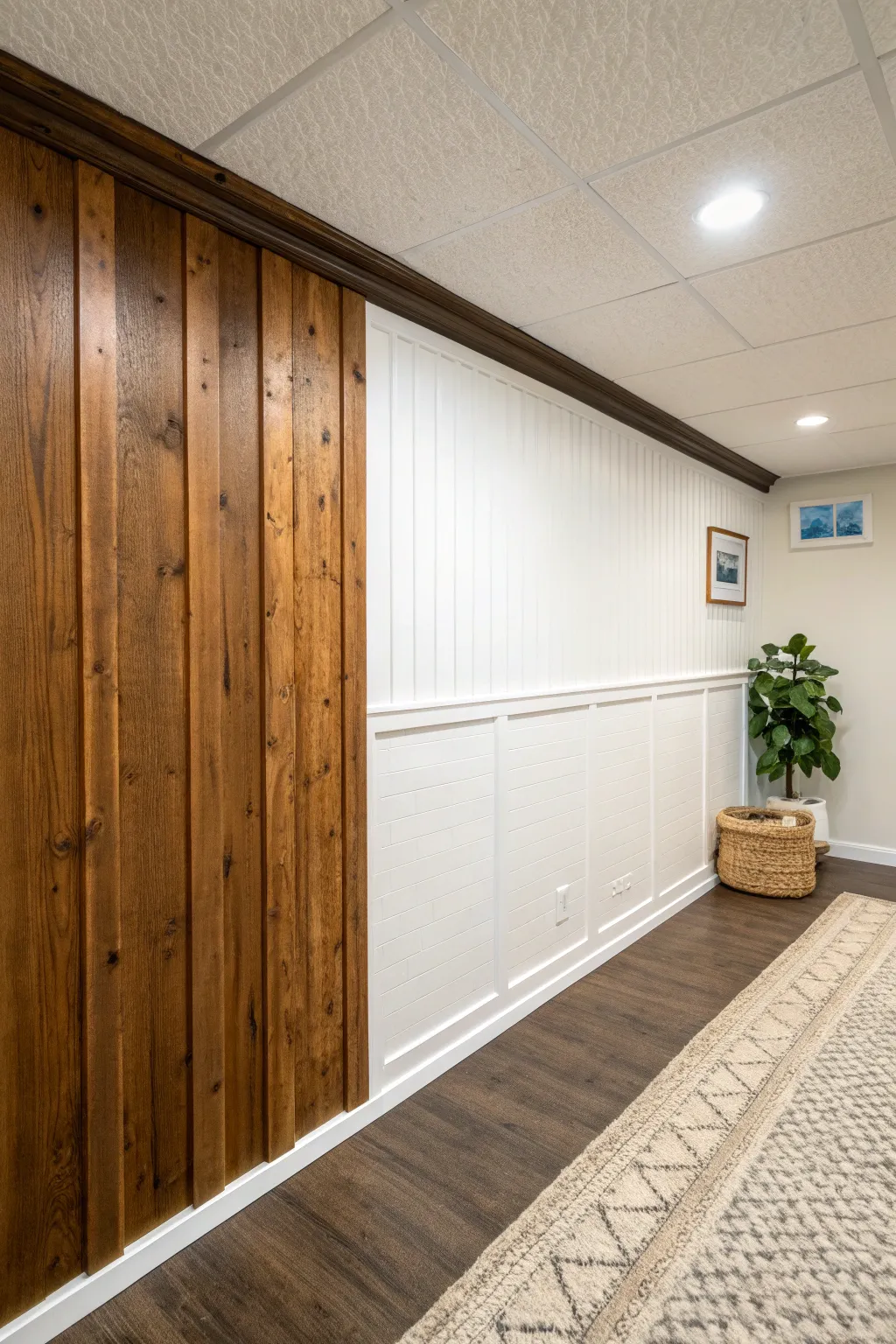 Light paint transforms basement paneling from cave-like to bright, cozy rec room charm.