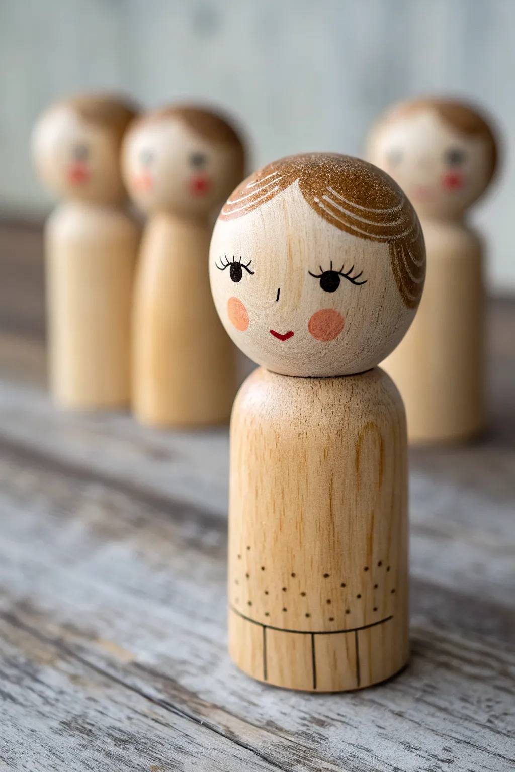 Tiny painted expressions on wooden peg dolls make your characters instantly come alive.
