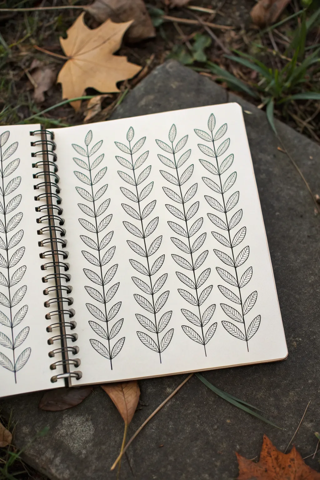 Turn one simple leaf into a soothing motif by repeating it like wallpaper across the page.