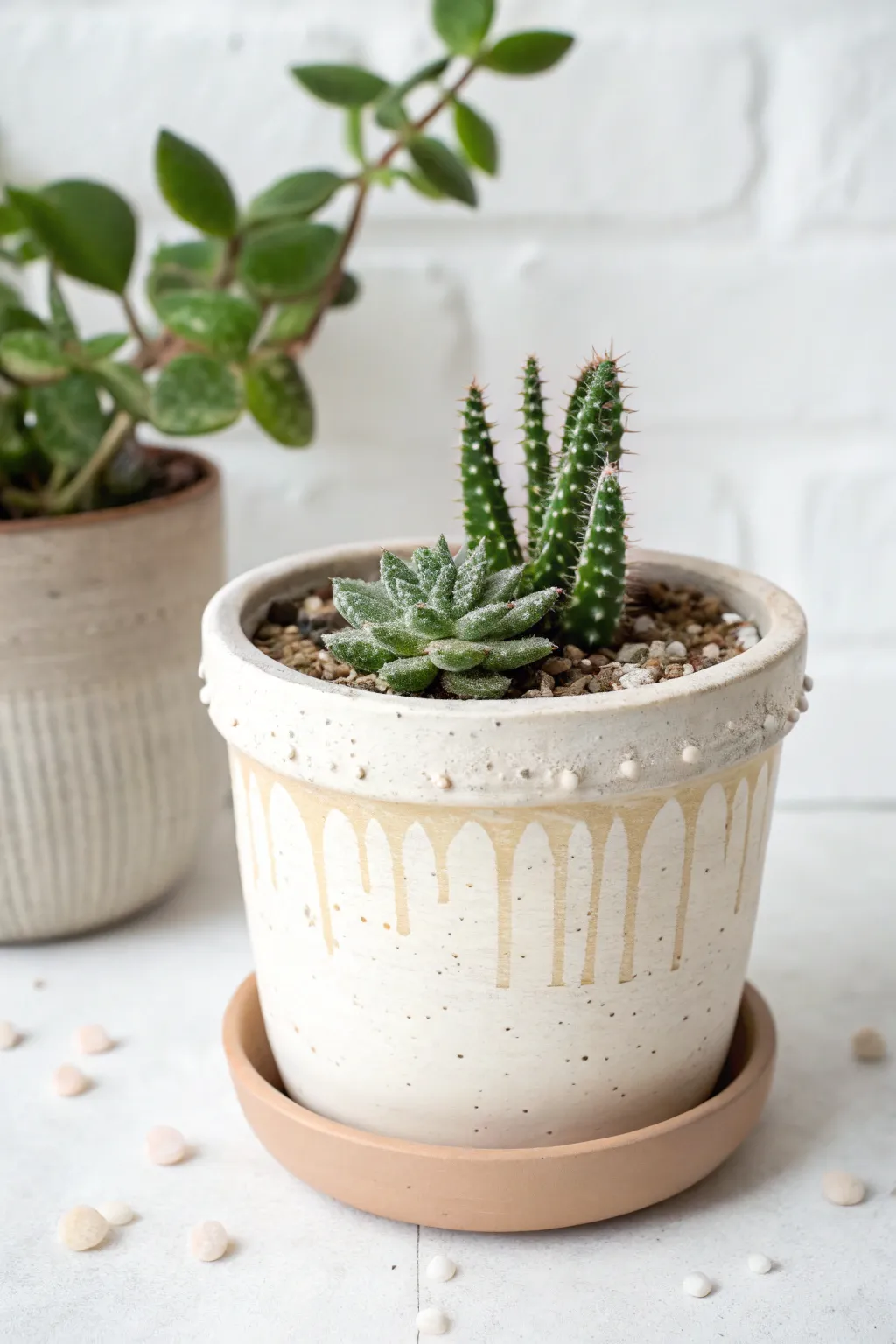 Dripping frosting illusion pot drawing idea with glossy drips, sprinkles, and a simple plant