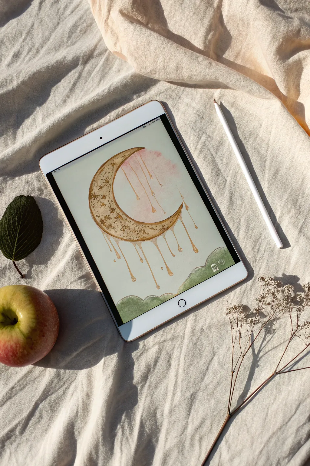 Master liquid forms with this dreamy melting moon concept for Procreate.