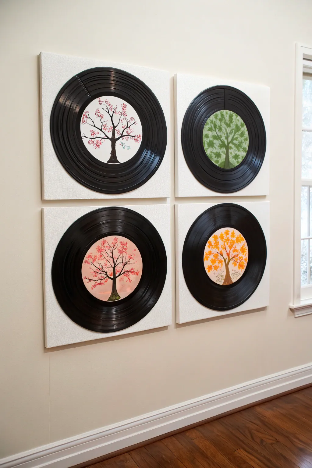 Capture the changing seasons on your wall with this unique vinyl record art series.