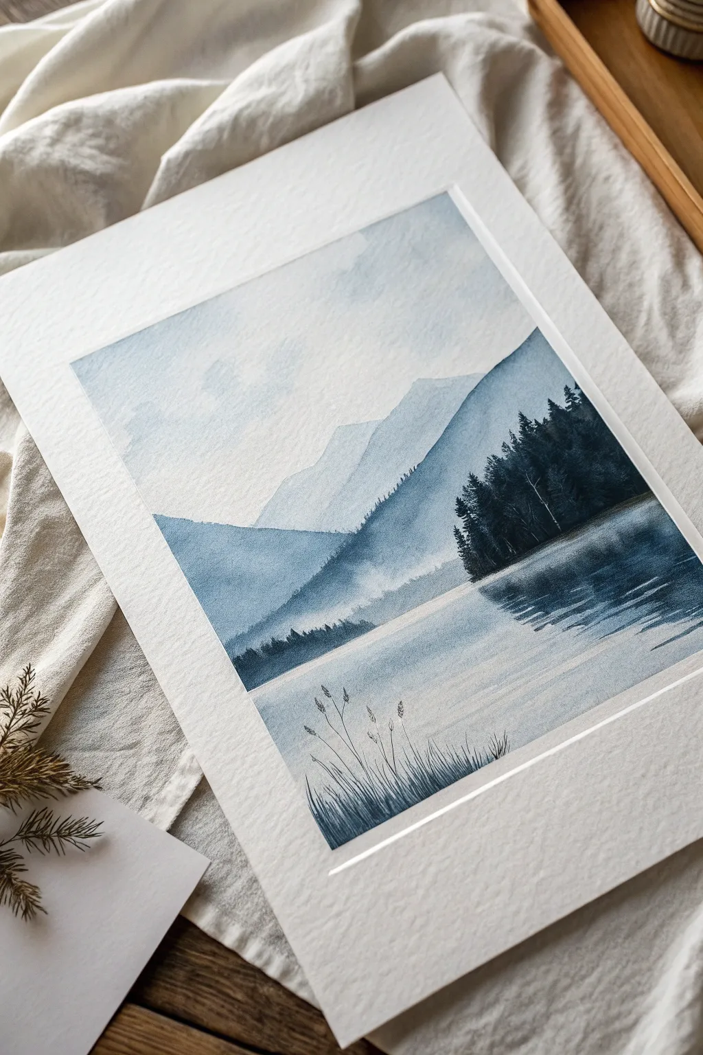 Monochrome landscape study in one hue, showing clear value steps for light and shadow.