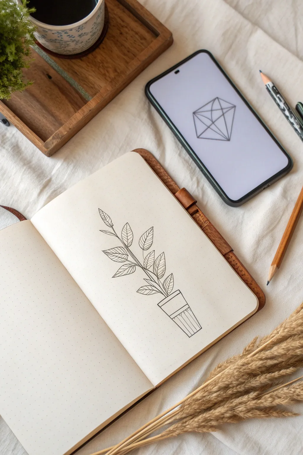 Turn one camera roll photo into a clean sketchbook page with simple shapes and bold lines