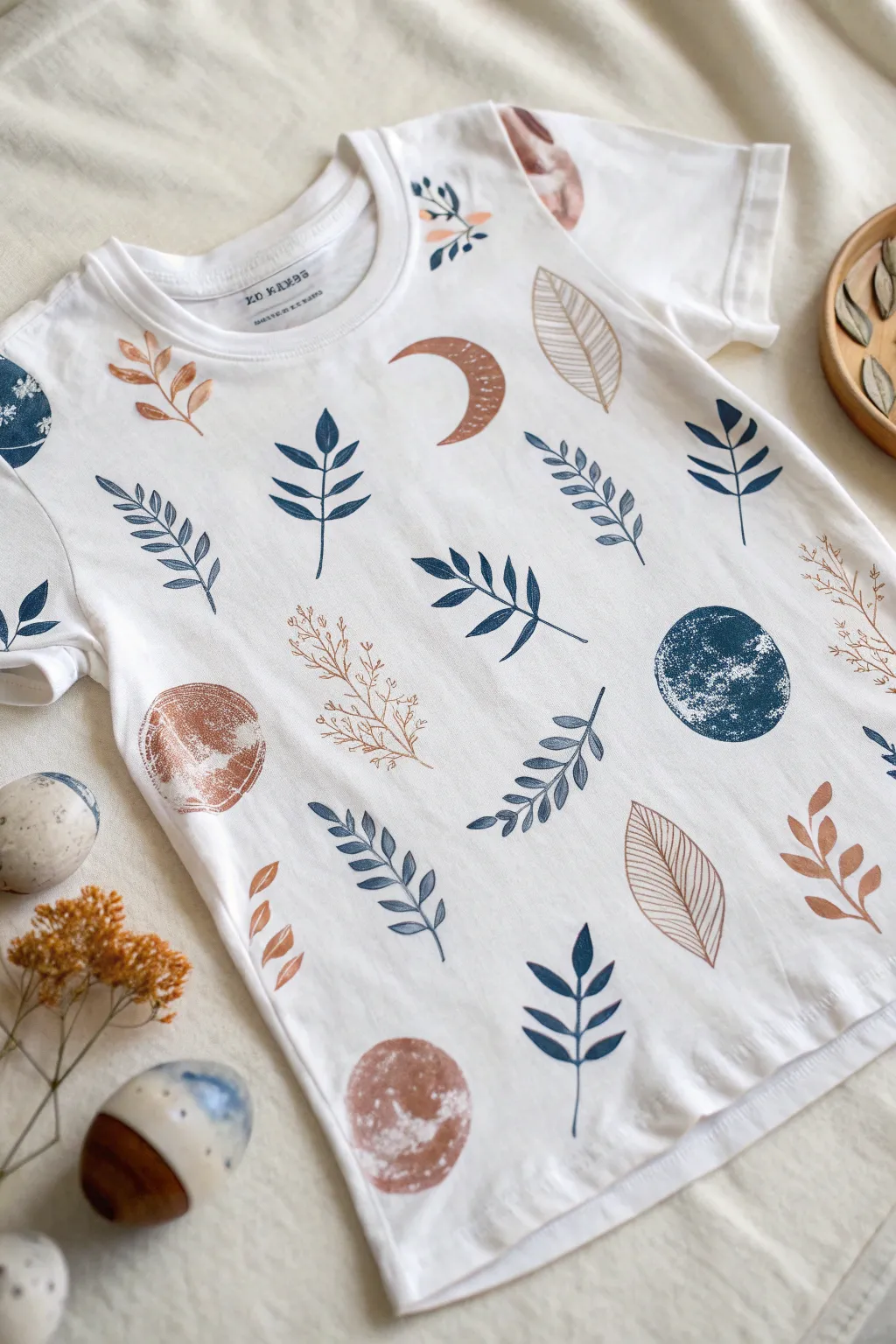 Foam stamp textures turn a plain tee into a calm, hand printed pattern in minutes.
