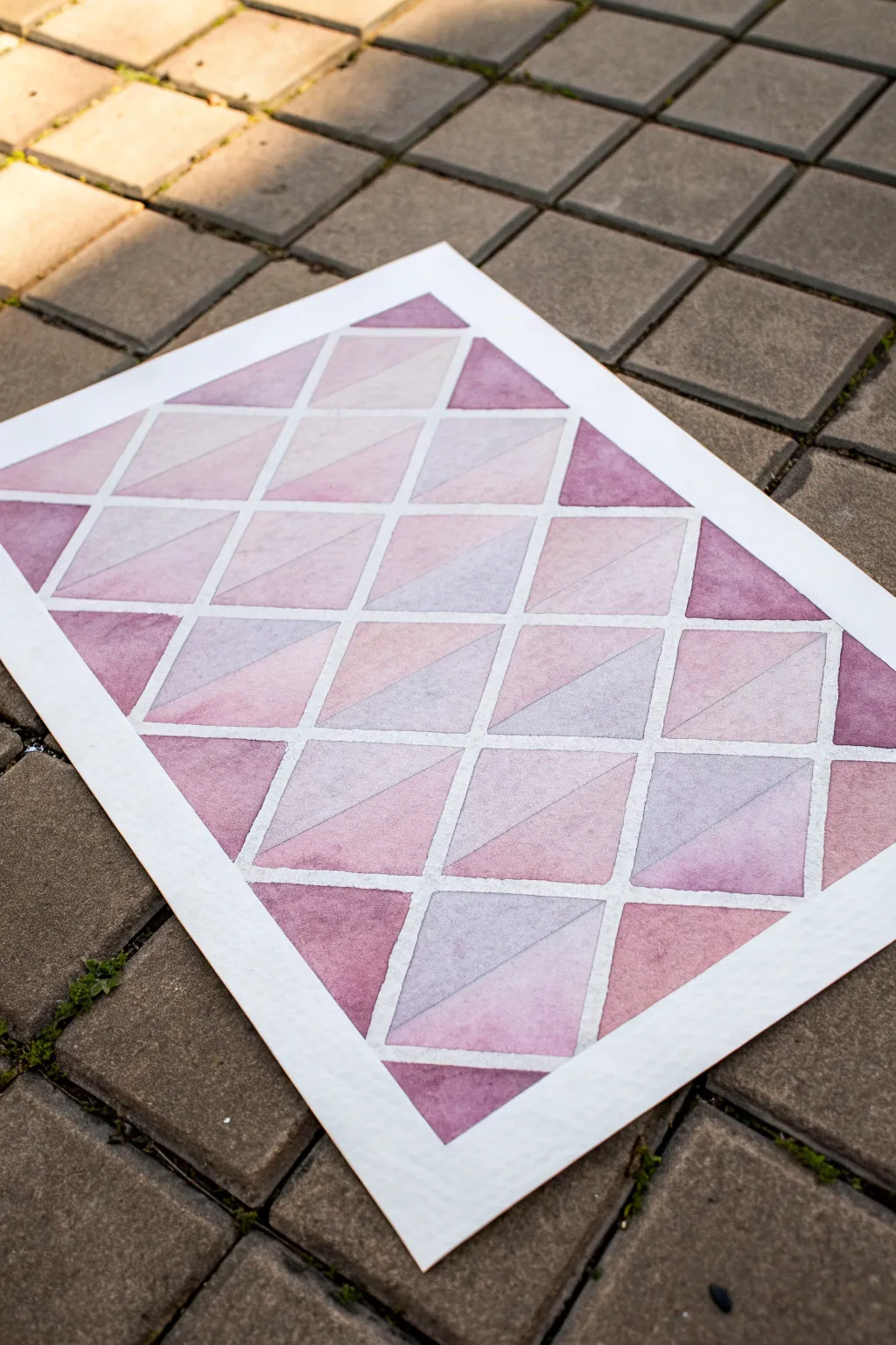 Soft gradient color-wash tessellation with crisp repeated tiles and calming Scandinavian minimal vibes