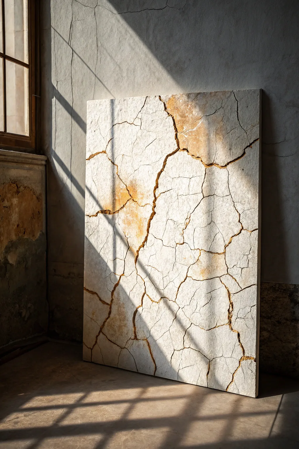 Cracked plaster texture canvas in warm moody light for minimalist boho vintage drama