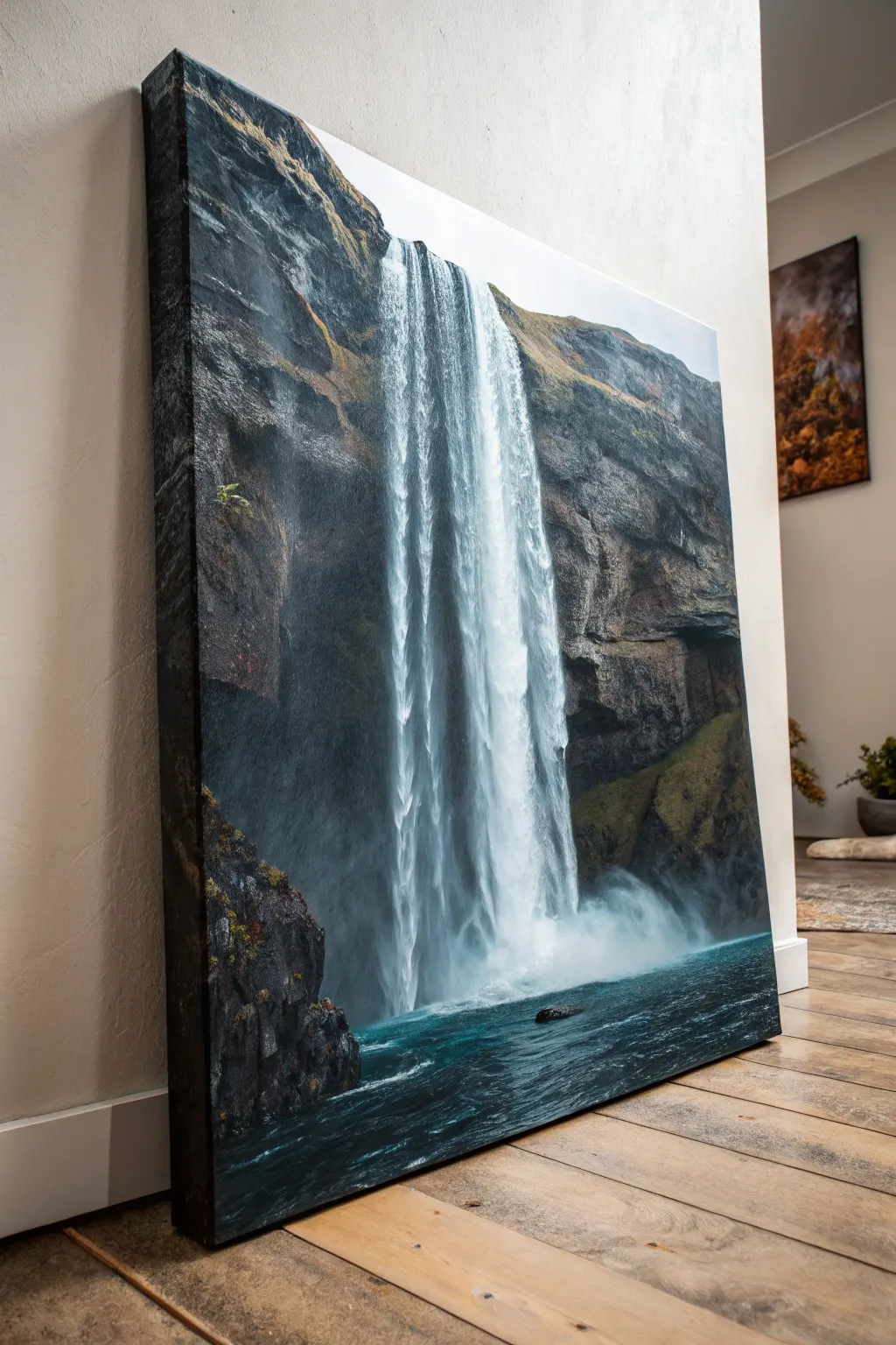 Abstract waterfall motion in bold contrasts, minimalist with a boho touch for fresh inspiration.