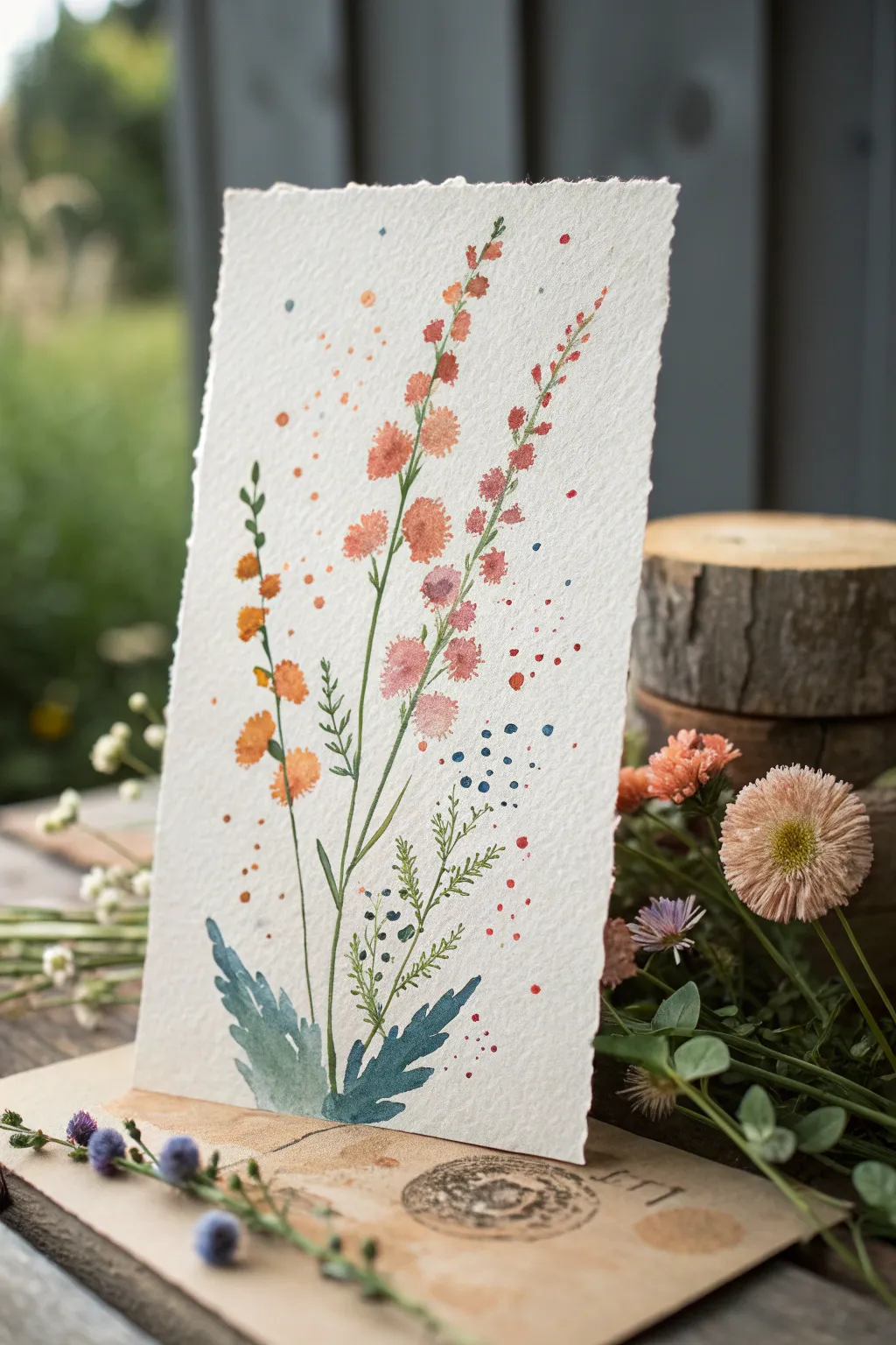 Abstract dot-bloom wildflowers: an easy, modern spray of color with boho Scandinavian calm.