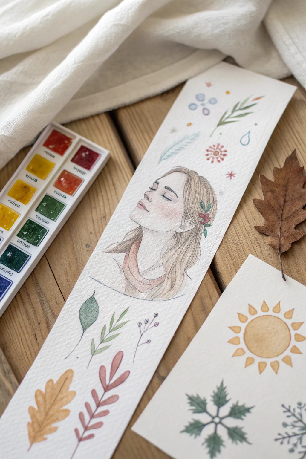 Season-inspired self portrait with a clean palette strip and simple motifs for your vibe