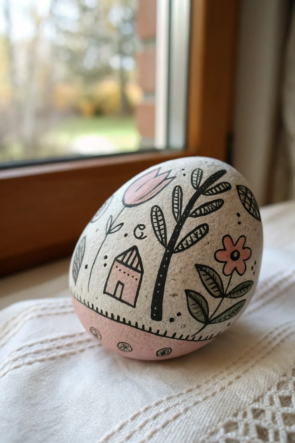 Playful inside joke doodle rock in minimalist boho style, simple icons and bold contrast.