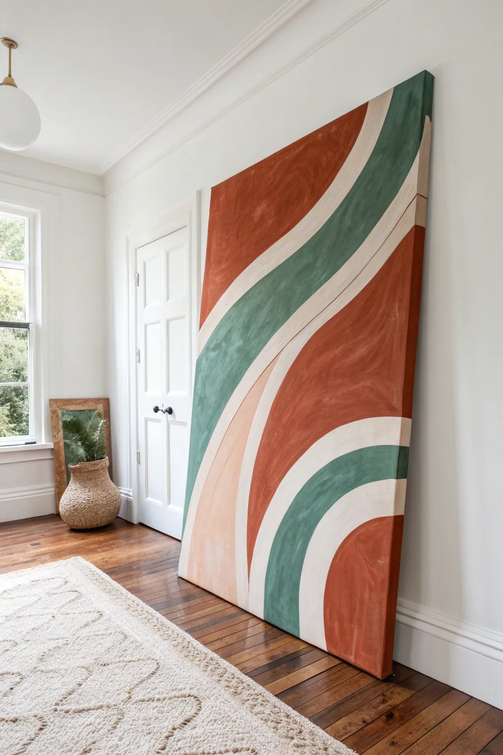 Achieve a luxury mural look without the commitment using this floor-to-ceiling canvas trick.