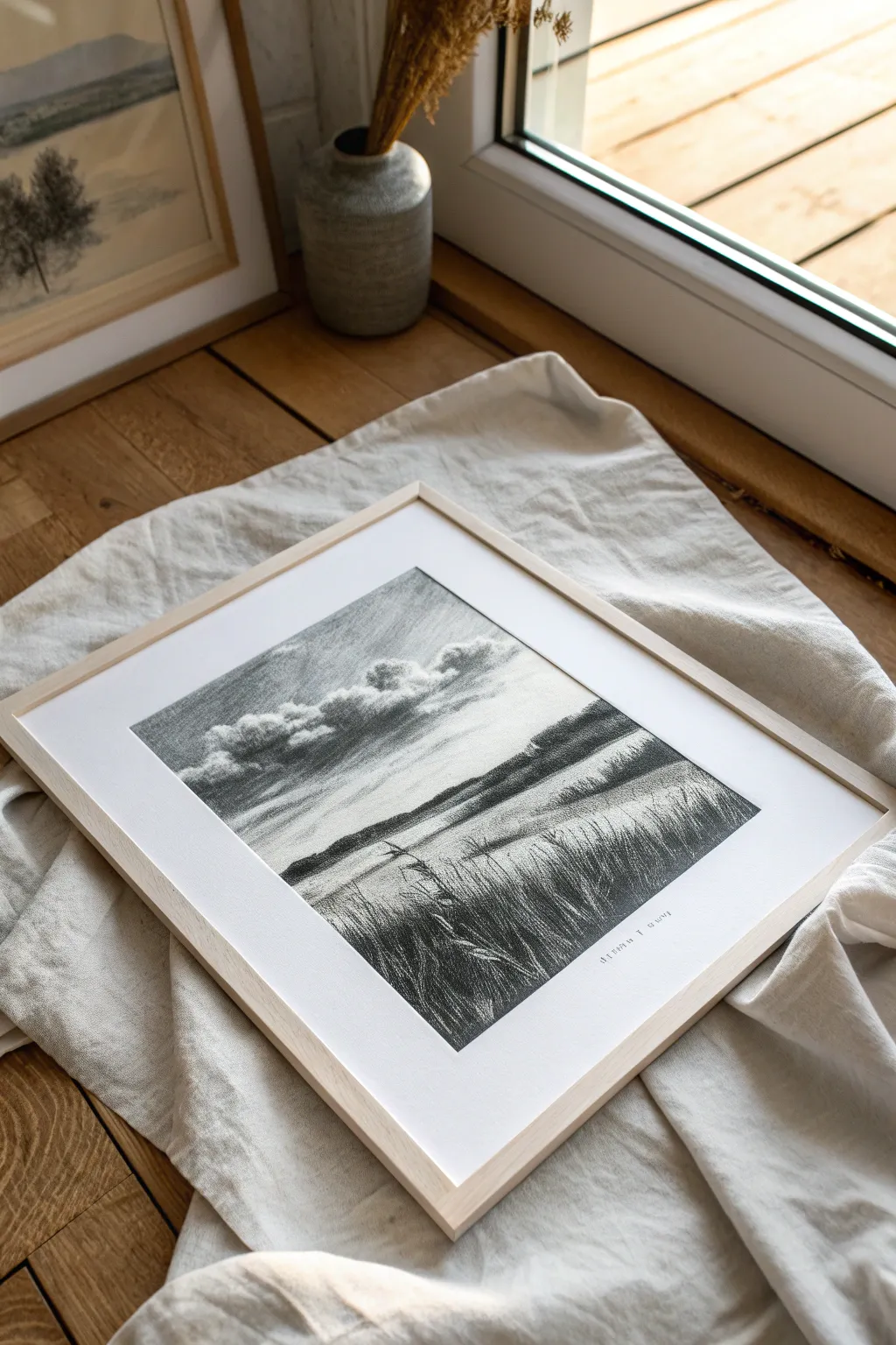 Abstract charcoal texture landscape with bold dark fields and scraped highlights, minimalist mood.