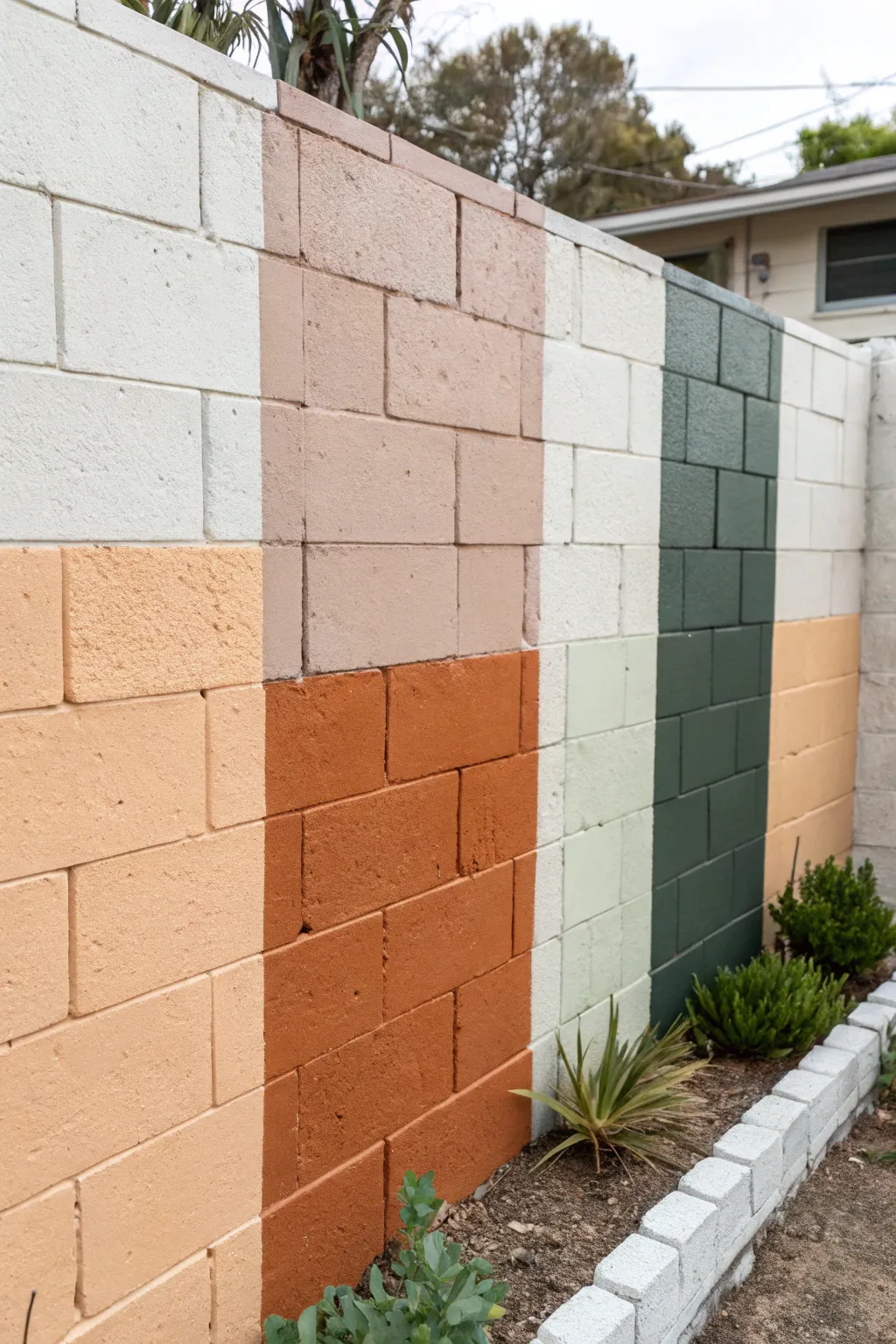 Curated patchwork cinder blocks in soft boho hues, crisp grid lines, and satisfying contrast.