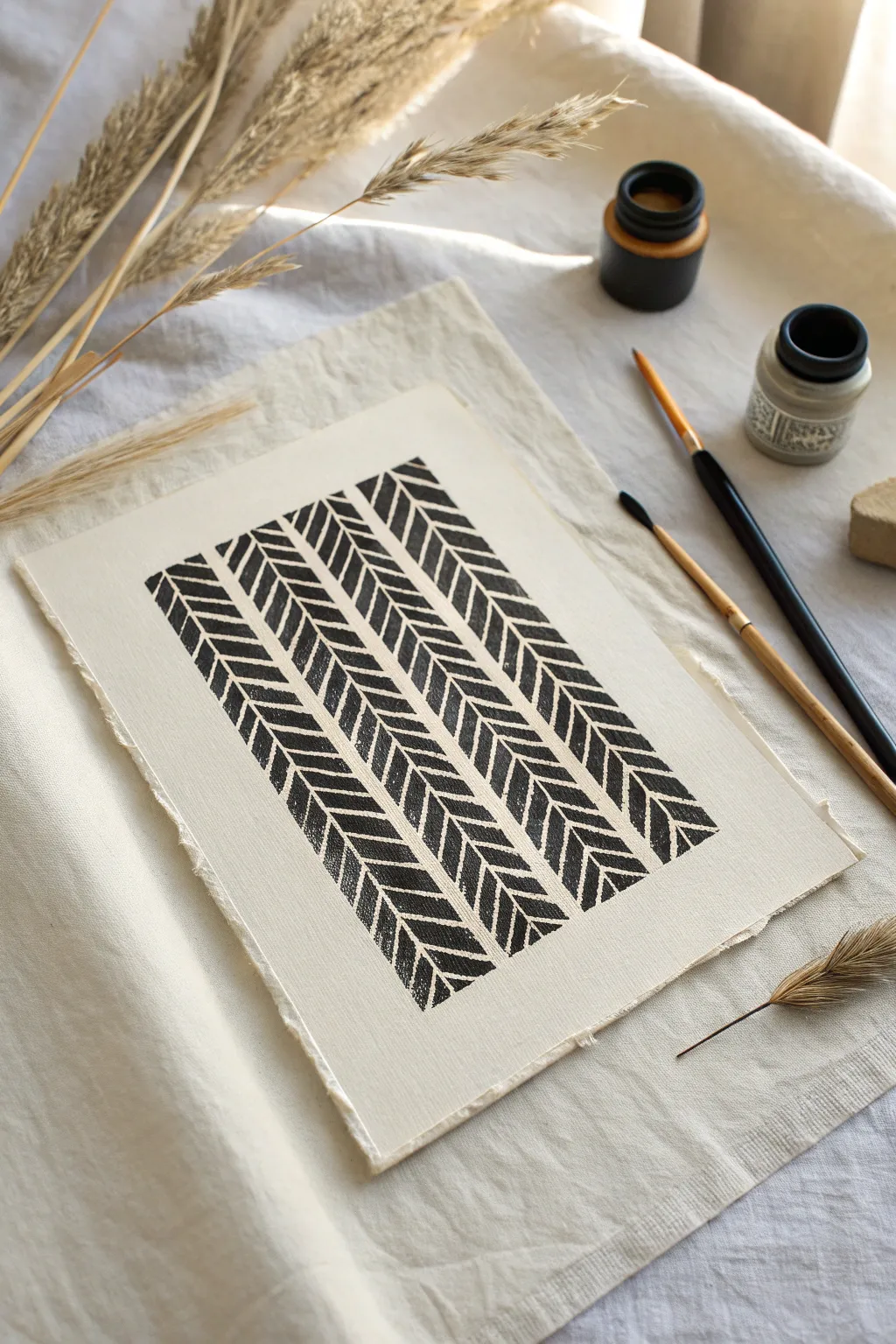 Found-object pattern printing: bubble wrap and cardboard textures for easy DIY abstract repeats.