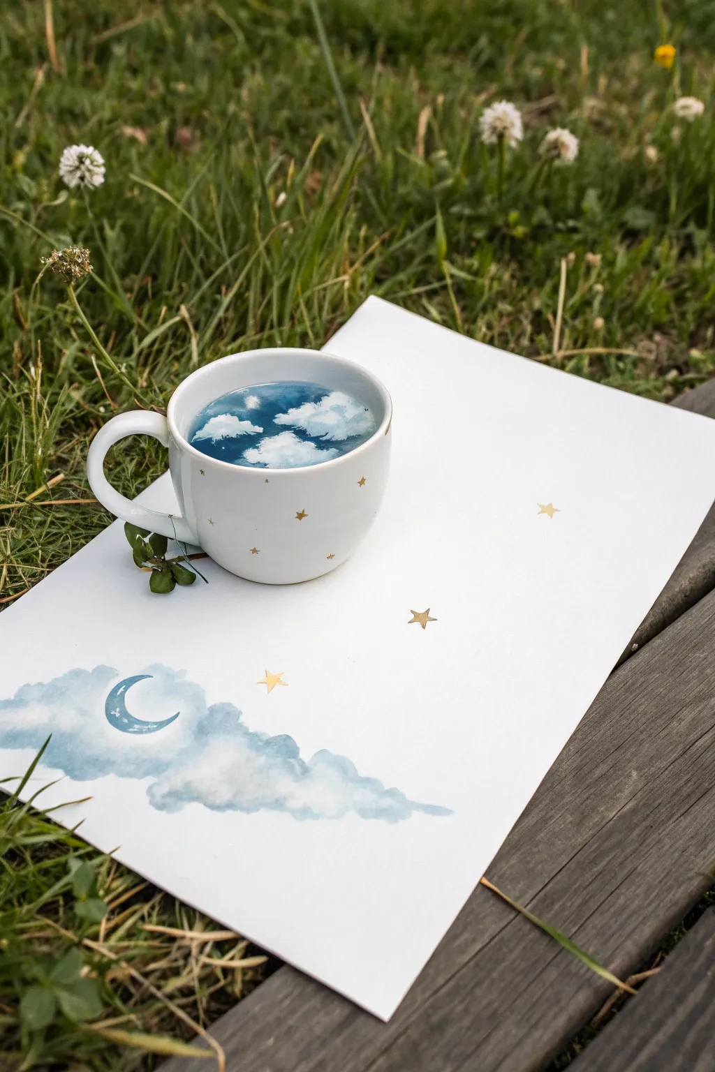 Realistic teacup holding a dreamy mini universe, perfect surreal object-swap drawing inspiration.