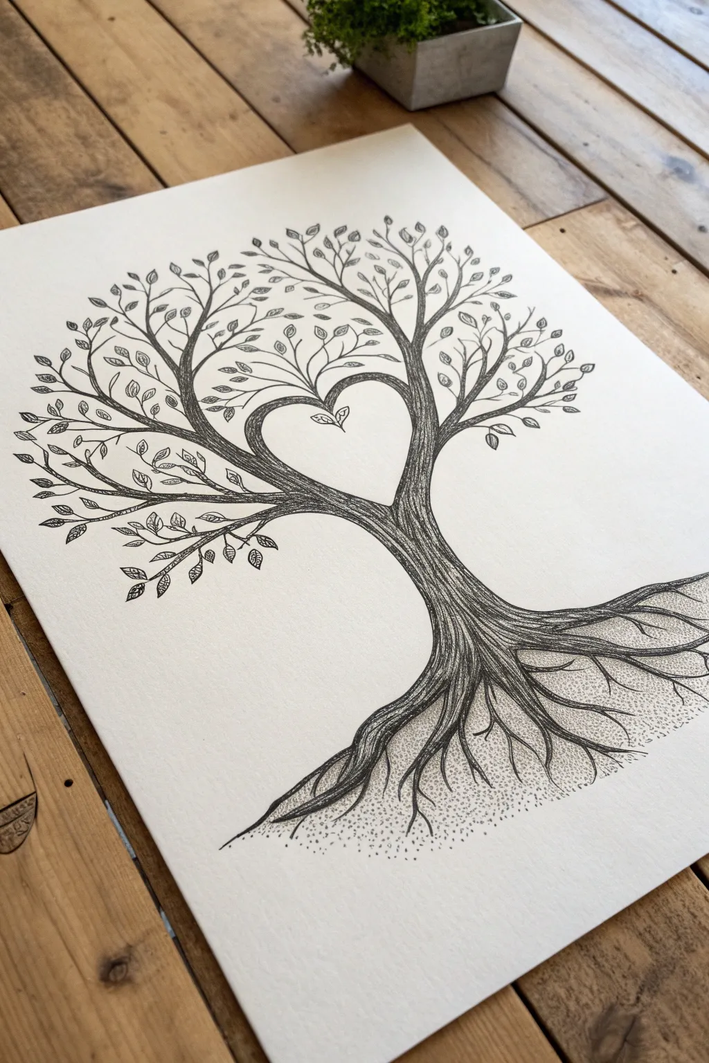 Explore natural beauty with this intricate twisted tree of life heart drawing idea.